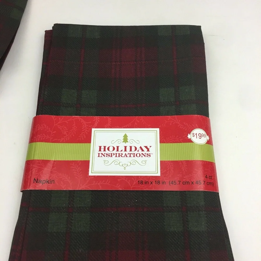16 Plaid Red Green Holiday‎ Xmas Fabric Napkins